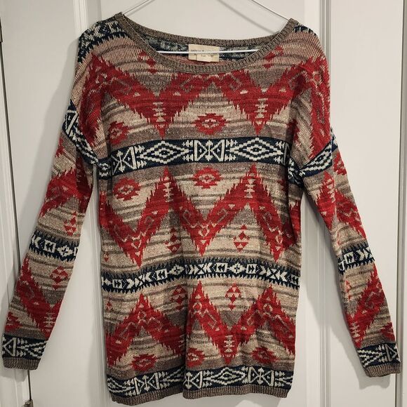 Denim & Supply Ralph Lauren Aztec Fair Isle Sweater Southwest Pattern Cotton S/P - Picture 1 of 6